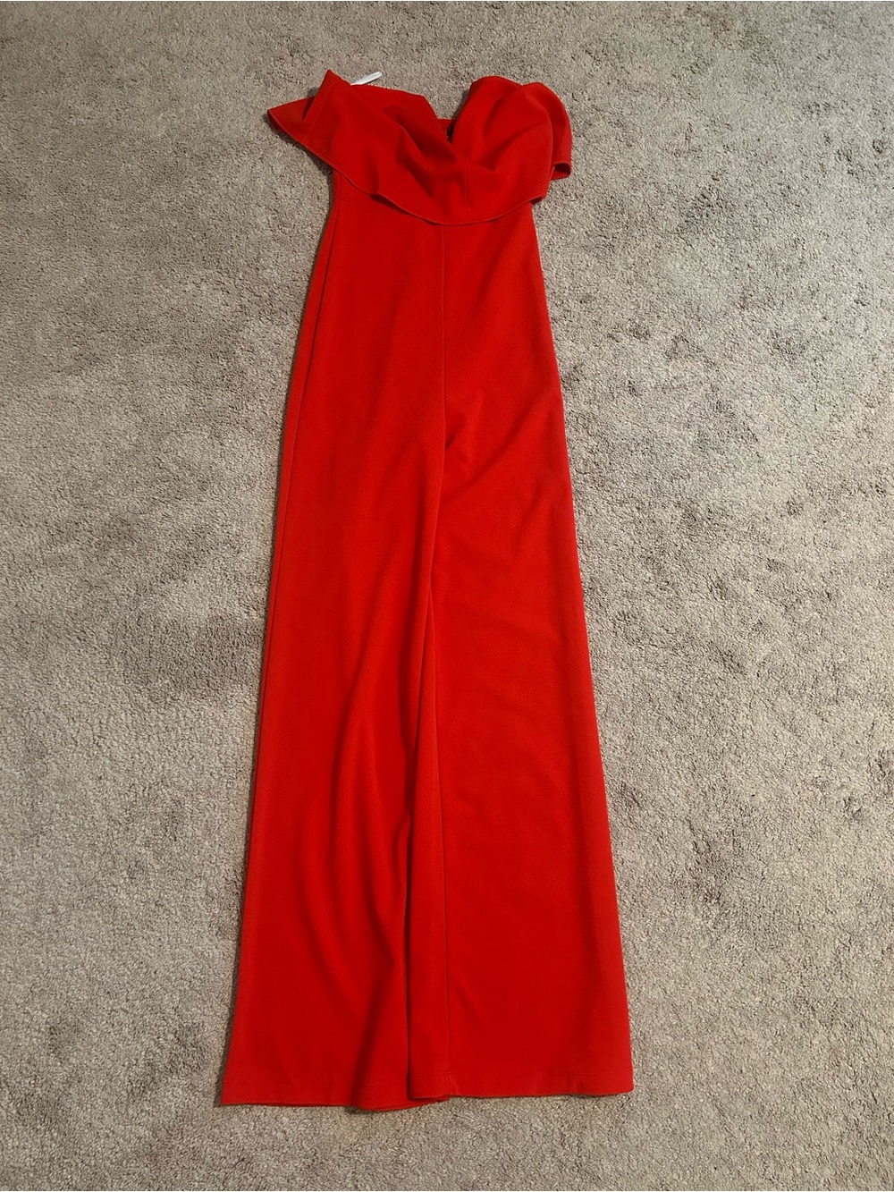 Lulu's Red Off-Shoulder Wide-Leg Jumpsuit